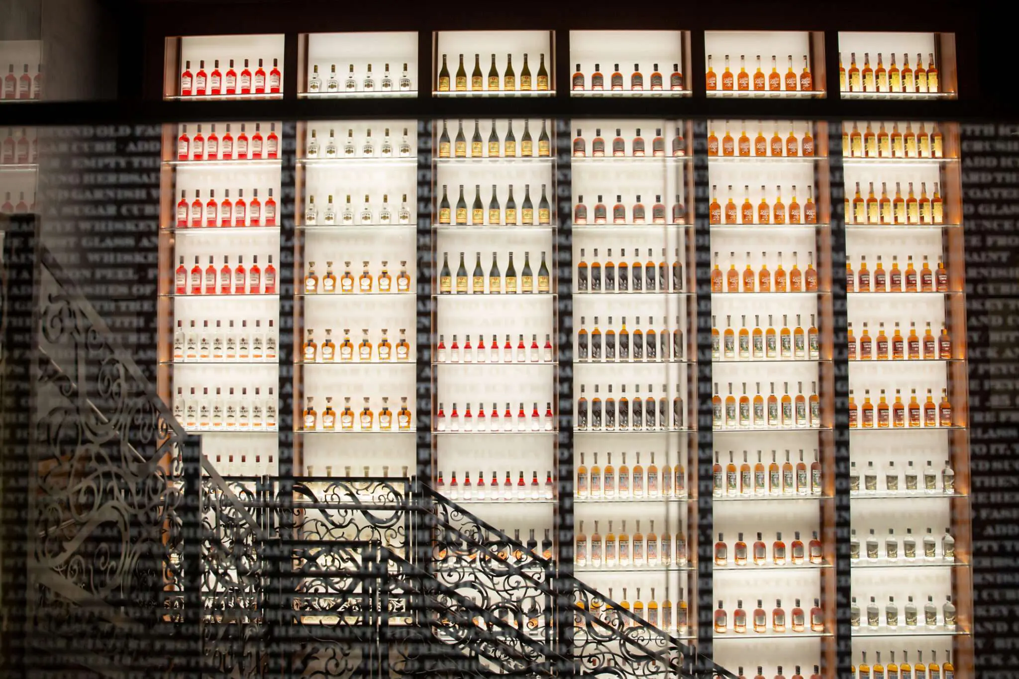 alcohol bottles on shelfs