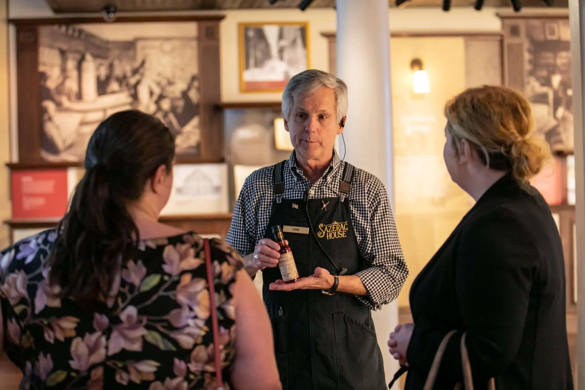 old person introducing new drinks