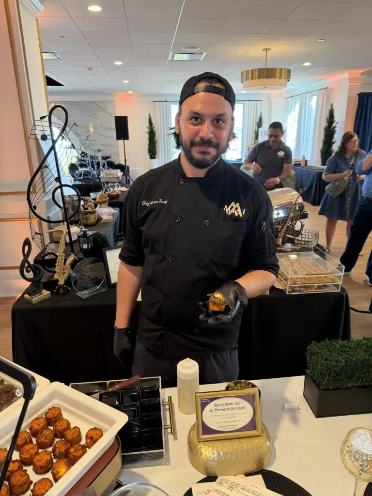 Messina’s brings home a win at tasty bites of the south 2 chef chef aaron poret bayou short rib on peppadew grit cake at nace tasty bites competition