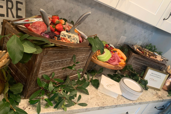 Catering display in a private home kitchen by Messina’s Catering