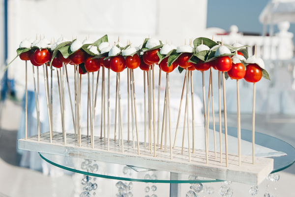 catering menu item tomato basil caprese skewers