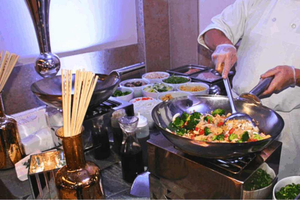 chef-attended station with plant-based ingredients