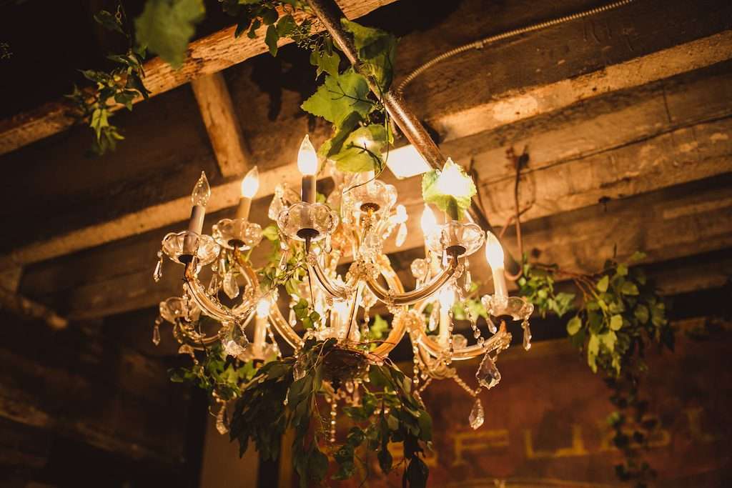 lights hanging from wooden roof