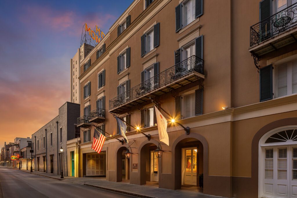 venue: hotel mazarin facade at dusk