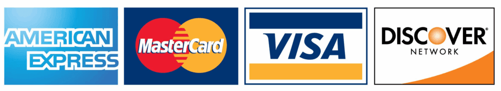 we accept american express, mastercard, visa, and discover