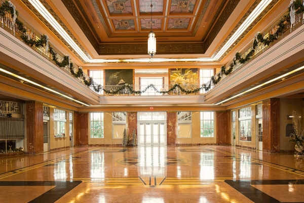 Atrium decorated for the holidays at The Terminal