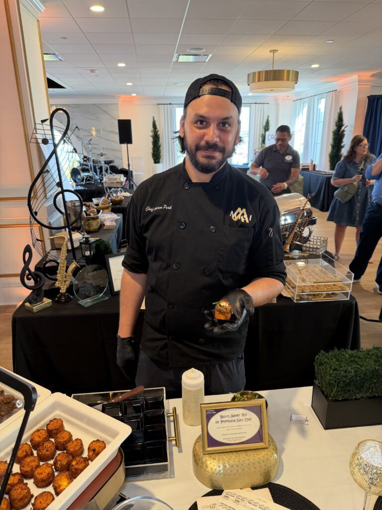 Messina’s brings home a win at tasty bites of the south 2 chef chef aaron poret bayou short rib on peppadew grit cake at nace tasty bites competition